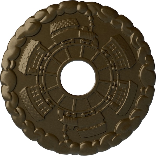 Ekena Millwork Kendall Train Station Ceiling Medallion (Canopies up to 3 7/8"), 18 1/2"OD x 3 7/8"ID x 1"P, Brass CM18KDBRS - main